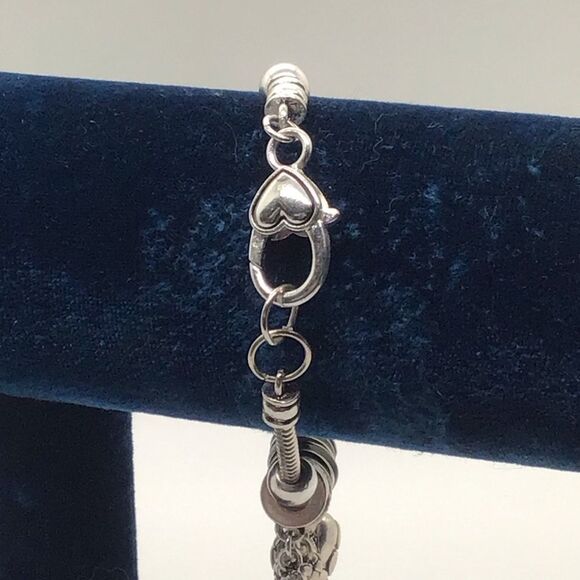 Silver Toned Heart Charm Bracelet - Picture 3 of 5